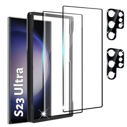 Picture of CWQZGUF [2+2 Pack Galaxy S23 Ultra Screen Protector, 2 Pack Tempered Glass with 2 Pack Camera Lens Protector, High Clarity, Anti-Shatter, Bubble Free for Samsung S23 Ultra 5G Screen Protector