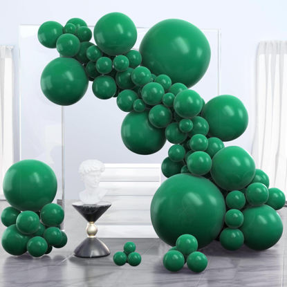 Picture of PartyWoo Dark Green Balloons, 100 pcs Green Balloons Different Sizes Pack of 36 Inch 18 Inch 12 Inch 10 Inch 5 Inch for Balloon Garland as Birthday Decorations, Wedding Decorations, Party Decorations
