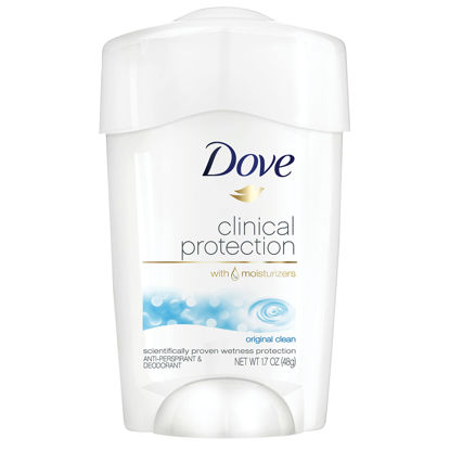 Picture of Dove Clinical Protection Antiperspirant Deodorant For Sweat and Odor Protection Original Clean Antiperspirant For Women Made With 1/4 Moisturizers 1.7 oz