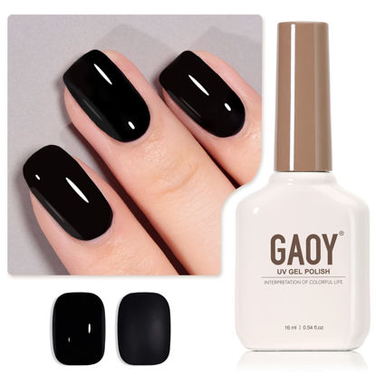 Picture of GAOY Black Gel Nail Polish, 16ml Color 1001 Soak Off UV Light Cure Gel Polish for Nail Art DIY Manicure at Home