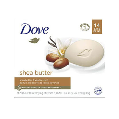 Picture of Dove Beauty Bar Gentle Skin Cleanser Moisturizing For Gentle Soft Skin Care Shea Butter More Moisturizing Than Bar Soap 3.75 oz 14 Bars