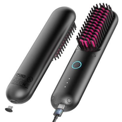 Picture of TYMO Porta Cordless Hair Straightener Brush, Portable Straightening Brush with Negative Ion, Hot Comb Hair Straightener for Women, Lightweight & Mini to Carry Out, USB Rechargeable, Anti-Scald