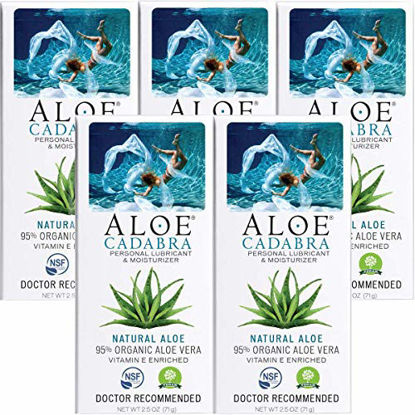 Picture of Aloe Cadabra Couples Personal Lubricant, Organic Sex Lube, Toy Friendly for Him, Her, Couples, Natural Aloe, 2.5 Ounce (Pack of 5)