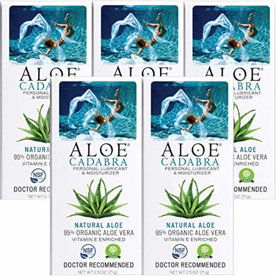 Picture of Aloe Cadabra Couples Personal Lubricant, Organic Sex Lube, Toy Friendly for Him, Her, Couples, Natural Aloe, 2.5 Ounce (Pack of 5)