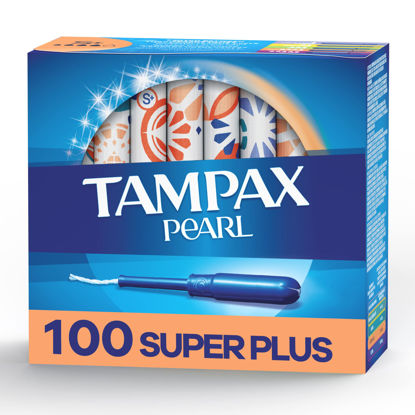 Picture of Tampax Pearl Tampons Super Plus Absorbency, With Leakguard Braid, Unscented, 50 Count (Pack of 2)