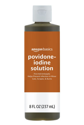 Picture of Amazon Basics First Aid Antiseptic, 10% Povidone Iodine Solution, Unflavored, 8 Fluid Ounces (Previously Solimo)