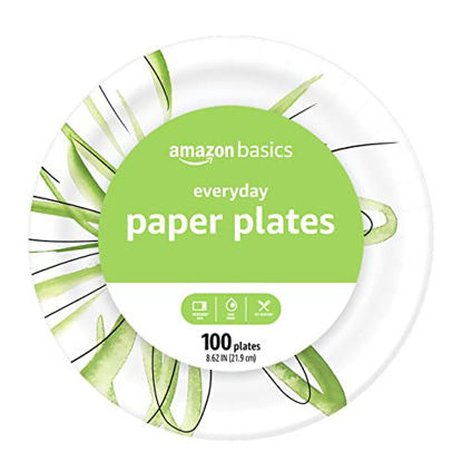 Picture of Amazon Basics Everyday Paper Plates, 9 Inch, Disposable, 100 Count
