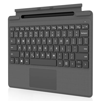 Picture of RENAISSER Pelican K8 Keyboard for Surface Pro 9/8/X, Designed in Houston, Hidden Charging Port, Pen Slot Pens, Smart Power Management, Backlight, Original Surface Pro Keyboard Layout