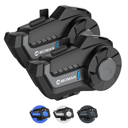 Picture of Moman Motorcycle Bluetooth Intercom,H2【2 Pack】Wireless Dirt Bike Helmet Communication System up to 1000M IP65 Waterproof DSP&CVC Noise Cancellation FM Call, Motorbike-Bluetooth-Helmet-Intercom-Headset