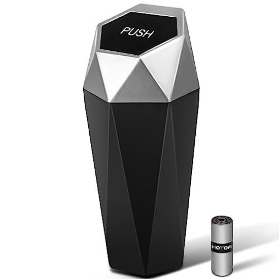 Picture of HOTOR Car Trash Can with Lid - 1 Pack, Mini Essential Car Accessories for Interior, Leakproof Car Garbage Can with 15 Attached Trash Bags, Multipurpose Car Organizers and Storage for Car, Home, Office