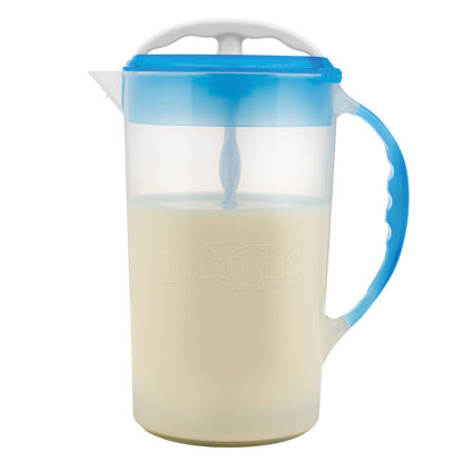 Picture of Dr. Brown's Baby Formula Mixing Pitcher with Adjustable Stopper, Locking Lid, & No Drip Spout, 32oz, BPA Free, Blue