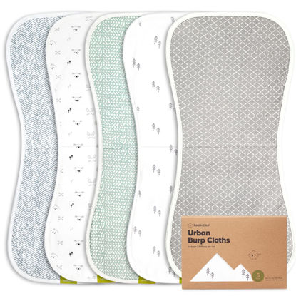 Picture of 5-Pack Organic Burp Cloths for Baby Boys and Girls - Ultra Absorbent Burping Cloth, Burp Clothes, Newborn Towel - Milk Spit Up Rags - Burpy Cloth Bib for Unisex, Boy, Girl - Burp Cloths (Nordic)