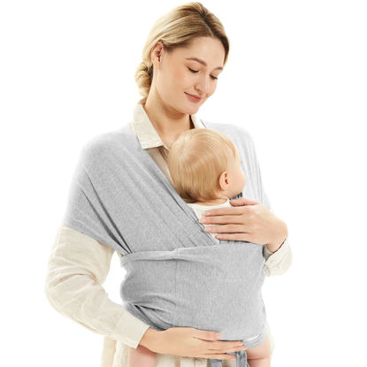 Picture of Momcozy Baby Sling Wrap Carrier for Newborn up to 50 lbs, Adjustable Baby Carrier Wrap Newborn One Size Fits All, Ergonomic Easy to Wear Easy Baby Carrier, Infant Carrier Slings Heather Grey