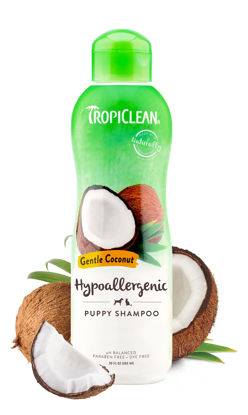 Picture of TropiClean Coconut Hypoallergenic Dog Shampoo | Gentle Puppy Shampoo for Sensitive Skin | Natural Pet Shampoo Derived from Natural Ingredients | Kitten Friendly | Made in the USA | 20 oz.