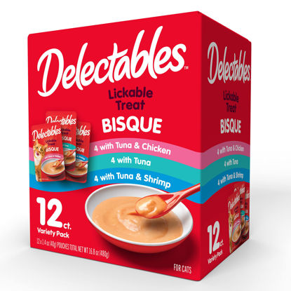 Picture of Delectables Bisque Lickable Wet Cat Treats - Chicken, Tuna & Shrimp, 12 count
