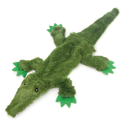Picture of Best Pet Supplies 2-in-1 Stuffless Squeaky Dog Toys with Soft, Durable Fabric for Small, Medium, and Large Pets, No Stuffing for Indoor Play, Holds a Plastic Bottle - Alligator, Medium