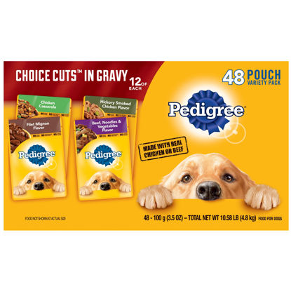 Picture of Pedigree Choice CUTS in Gravy Adult Soft Wet Dog Food, 48 Pouch Variety Pack, 3.5 oz. Pouches