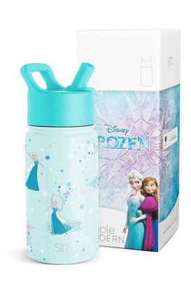 Picture of Simple Modern Disney Frozen Elsa Kids Water Bottle with Straw Lid| Reusable Insulated Stainless Steel Cup for Girls, School | Summit Collection | 14oz, Frozen Elsa's Snowflake