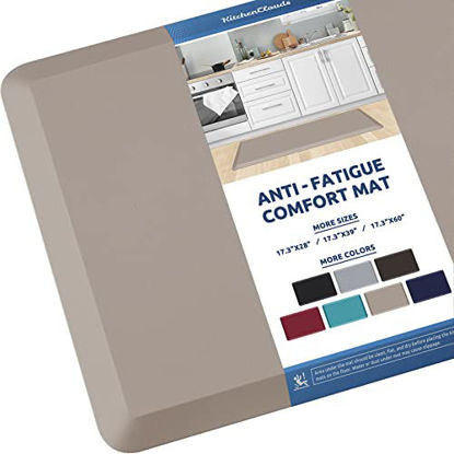 Picture of KitchenClouds Kitchen Mat Cushioned Anti Fatigue Kitchen Rug 17.3"x39" Waterproof Non Slip Kitchen Rugs and Mats Standing Desk Mat Comfort Floor Mats for Kitchen House Sink Office (Khaki)