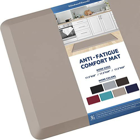 Picture of KitchenClouds Kitchen Mat Cushioned Anti Fatigue Kitchen Rug 17.3"x39" Waterproof Non Slip Kitchen Rugs and Mats Standing Desk Mat Comfort Floor Mats for Kitchen House Sink Office (Khaki)