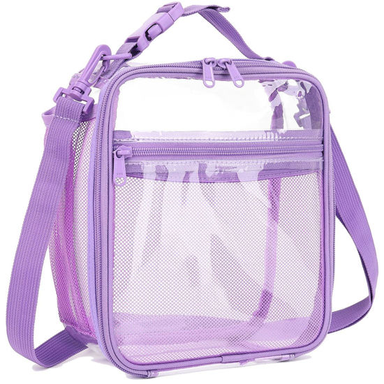Picture of FlowFly Kids Lunch box Insulated Soft Bag Mini Cooler Back to School Thermal Meal Tote Kit for Girls, Boys, PurpleClear