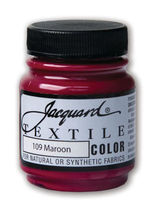 Picture of Jacquard Fabric Paint for Clothes - 2.25 Oz Textile Color - Maroon - Leaves Fabric Soft - Permanent and Colorfast - Professional Quality Paints Made in USA - Holds up Exceptionally Well to Washing