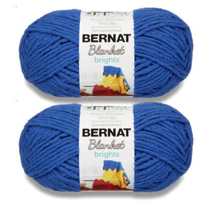 Picture of Bernat Blanket Brights Royal Blue Yarn - 2 Pack of 300g/10.5oz - Polyester - 6 Super Bulky - 220 Yards - Knitting/Crochet