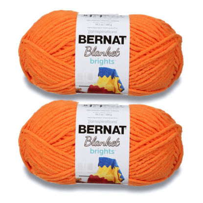 Picture of Bernat Blanket Brights Carrot Orange Yarn - 2 Pack of 300g/10.5oz - Polyester - 6 Super Bulky - 220 Yards - Knitting/Crochet
