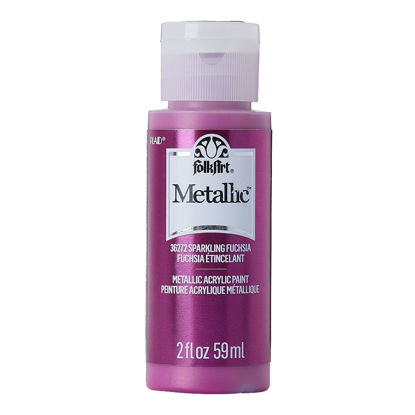 Picture of FolkArt Metallic Acrylic Craft Paint, Sparkling Fuschia 2 fl oz Premium Metallic Finish Paint, Perfect For Easy To Apply DIY Arts And Crafts, 36272