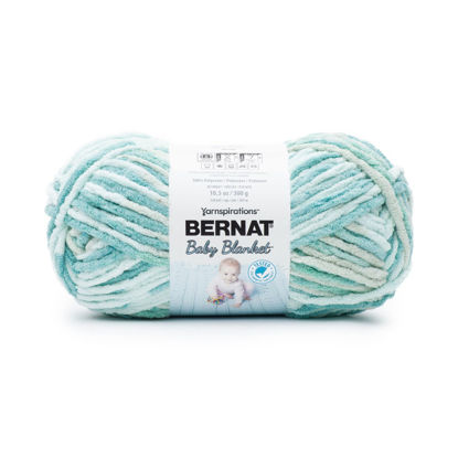 Picture of Bernat Baby Blanket 300g Baby Blue- Green Yarn - 1 Pack of 300g/10.5oz - Polyester - 11 Super Bulky - Knitting/Crochet