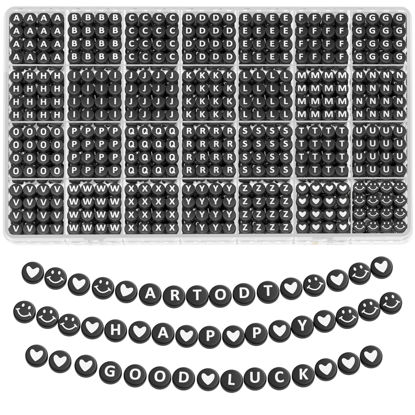 Picture of ARTDOT Letter Beads for Jewelry Bracelets Making, 1400 PCS 28 Styles Alphabet Smiley Face Heart Beads Kit