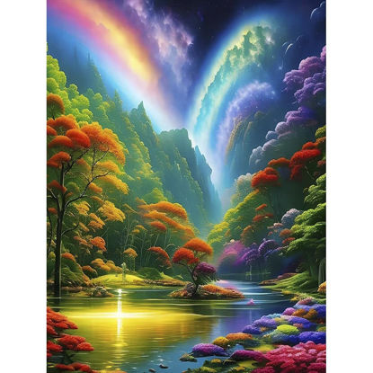 Picture of 5D Diamond Painting Kits Personalized Colorful DIY Diamond Art for Adults/Kids Beginners Round Gem Art Diamond Dots Landscape Photo Picture for Home Wall Decor 12x16 inch