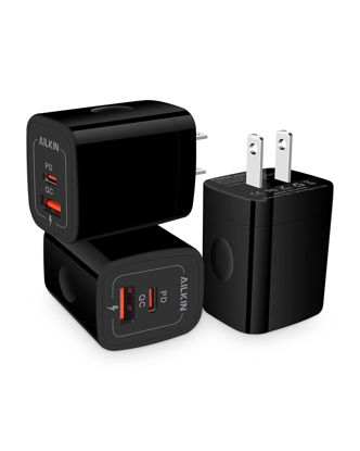 Picture of 3Pack USB C Charger, Dual Port USB-C Wall Plug-in USB Charger 20W PD & QC3.0 USB A Fast Charging Block for Samsung Galaxy S22/S21 Ultra/S20+/Note 20 Ultra/10/10+ iPhone 14 13 Pro Max USBC Cube Brick