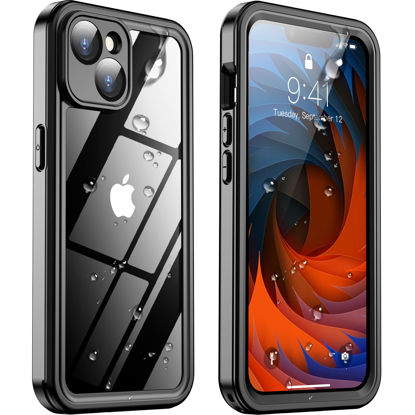 Picture of Temdan for iPhone 14 Case Waterproof,Built-in 9H Tempered Glass Screen Protector [IP68 Underwater][Military Dropproof][Dustproof][Real 360] Full Body Shockproof Phone Case-Black/Clear