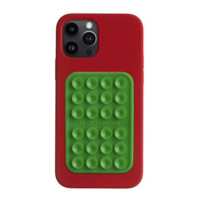 Picture of || OCTOBUDDY || Silicone Suction Phone CASE Adhesive Mount || Compatible with iPhone and Android Cellphone Cases, Anti-Slip Hands-Free Mobile Accessory Holder for Selfies and Videos (Spade Green)