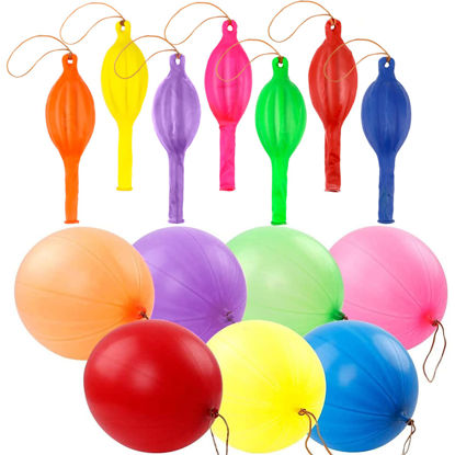 Picture of RUBFAC 36 Punch Balloons Punching Balloon Heavy Duty Party Favors For Kids, Bounce Balloons with Rubber Band Handle for Birthday Party