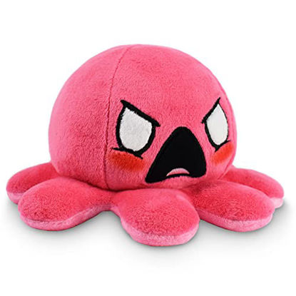 Picture of TeeTurtle - The Original Reversible Octopus Plushie - Angry Light Pink + Furious Pink - Cute Sensory Fidget Stuffed Animals That Show Your Mood