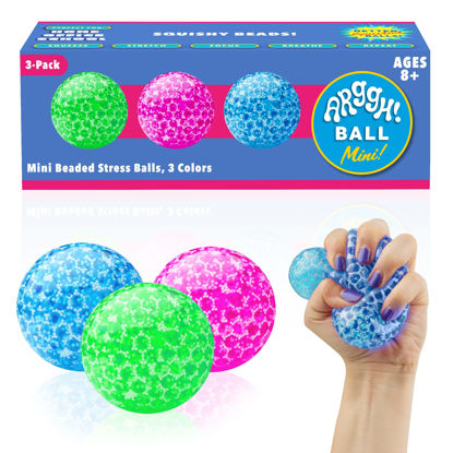 Picture of Power Your Fun Arggh Mini Beaded Stress Balls for Kids and Adults - 3pk Squishy Water Bead Filled Anti Stress Ball Fidget Toys, Sensory Stress and Anxiety Relief Squeeze Toys (Pink, Blue, Green)