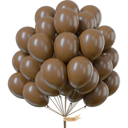 Picture of PartyWoo Coffee Brown Balloons, 50 pcs 12 Inch Boho Brown Balloons, Dark Brown Balloons for Balloon Garland Balloon Arch as Party Decorations, Wedding Decorations, Baby Shower Decorations, Brown-F09