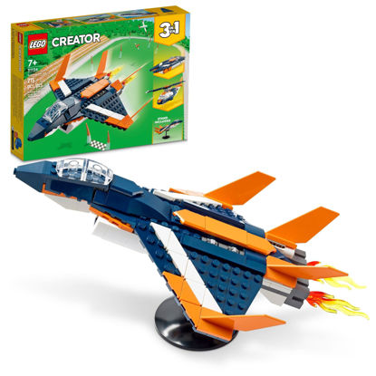 Picture of LEGO Creator 3in1 Supersonic Jet Plane to Helicopter to Speed Boat Toy Set 31126, Buildable Vehicle Models for Kids, Boys and Girls 7 Plus Years Old