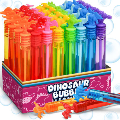 Picture of 32 Pack Bubble for Kids Party Favors, 8 Style Mini Bubble Wands with Gift Box, Dinosaur Toys Bulk for Carnival Prizes Goodie Bag Stuffers Supplies, Birthday Bath Time Bubbles Blower Toy for Girl Boy