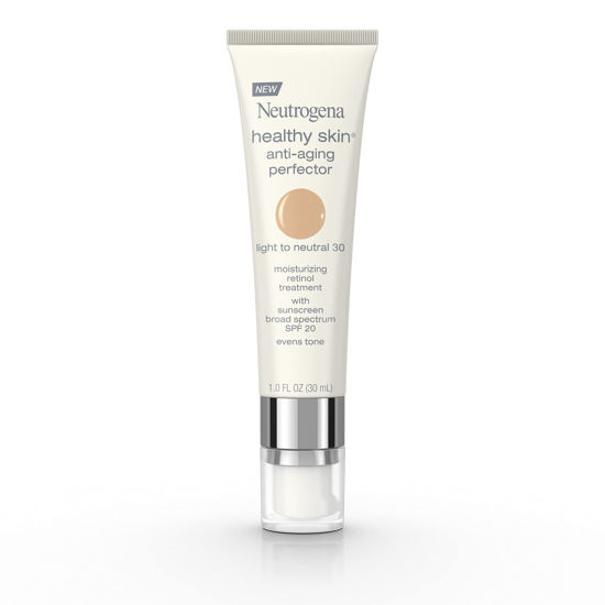 Picture of Neutrogena Healthy Skin Anti-Aging Perfector Tinted Facial Moisturizer and Retinol Treatment with Broad Spectrum SPF 20 Sunscreen with Titanium Dioxide, 30 Light to Neutral, 1 fl. oz