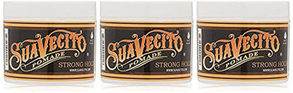 Picture of Suavecito Pomade Firme (Strong) Hold 4 oz, 3 Pack - Strong Hold Hair Pomade For Men - Medium Shine Water Based Wax Like Flake Free Hair Gel - Easy To Wash Out - All Day Hold For All Hair Styles