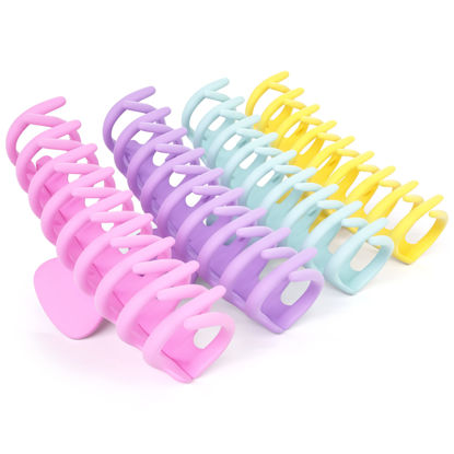 Picture of FRAMAR Large Hair Clips For Women - Hair Claw Clip Pack, Hair Clip Claw, Hair Claw Clips For Women, Jaw Clips For Hair, Large Hair Clips Claw, Pinzas Para El Cabello, Hair Clups, Hair Clios - Pastel 4 Pack