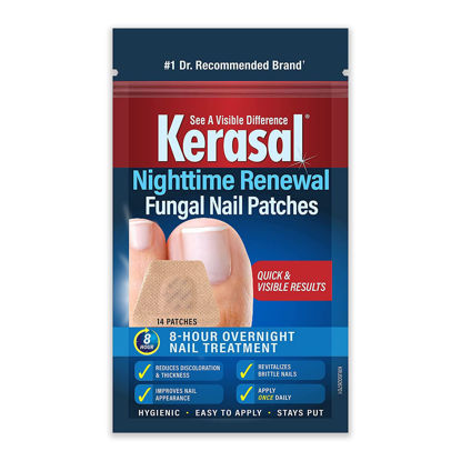 Picture of Kerasal Nighttime Renewal Fungal Nail Patches - 14 Patch - Overnight Nail Repair for Nail Fungus Damage, 8-Hour Nail Treatment Restores Healthy Appearance