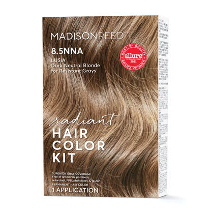 Picture of Madison Reed Radiant Hair Color Kit, Dark Neutral Blonde for 100% Gray Coverage of Resistant Gray Hair, Ammonia-Free, 8.5NNA Lusia Dark Blonde, Permanent Hair Dye, Pack of 1