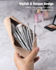 Picture of FERYES Travel Makeup Brush Holder, Magnetic Anti-fall Out Silicon Portable Cosmetic Face Brushes Holder, Soft and Sleek Makeup Tools Organizer for Travel-Khaki