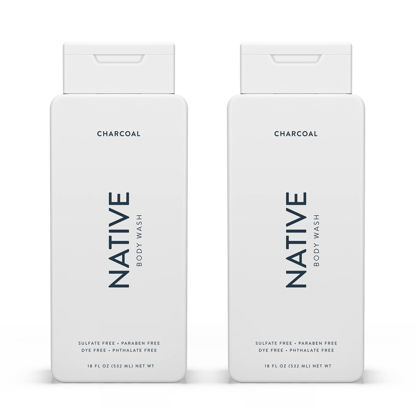 Picture of Native Body Wash Natural Body Wash for Women, Men | Sulfate Free, Paraben Free, Dye Free, with Naturally Derived Clean Ingredients Leaving Skin Soft and Hydrating, Charcoal 18 oz - 2 Pk