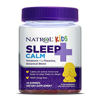 Picture of Natrol Kids Sleep+ Calm, Melatonin and L-Theanine, Sleep Aid Gummies with Botancial Blends, 100% Drug-Free, 60 Count