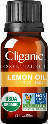 Picture of Cliganic USDA Organic Lemon Essential Oil, 100% Pure & Natural | Undiluted, for Aromatherapy, Household Cleaning | Non-GMO Verified
